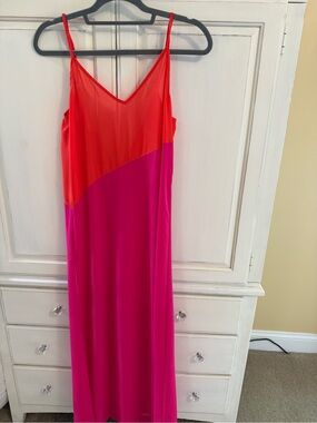 Lulus Colorblock Maxi Swim Cover-Up – XS – Pink & Coral